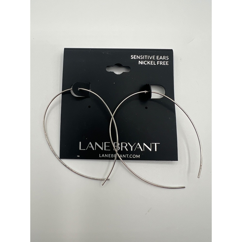 Lane Bryant Silver Tone Open Teardrop Hoop Earrings Nickel Free Sensitive Ears